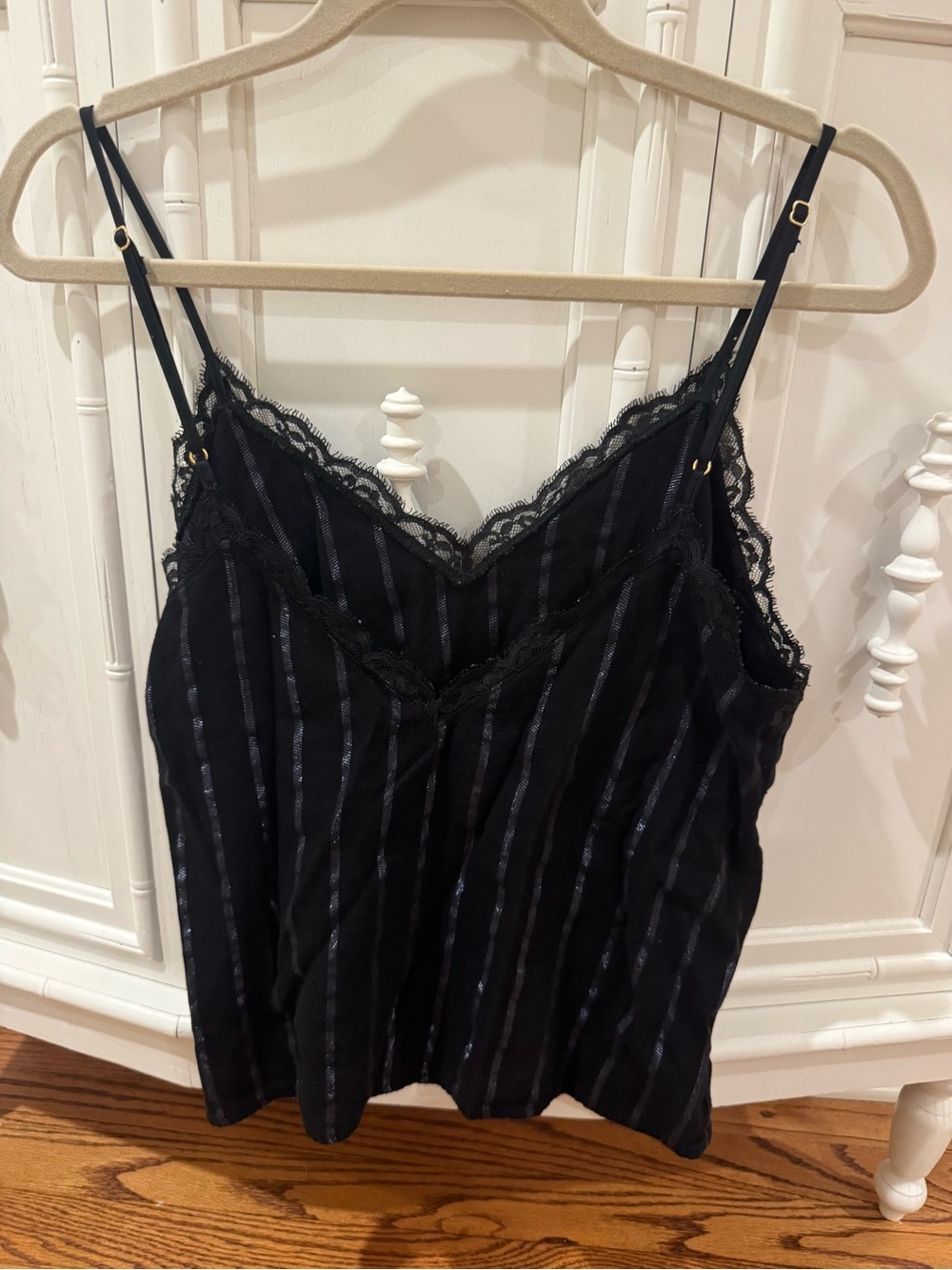 Victoria’s Secret Black Lace Sheer Stripe Cami Tank Top Y2K Size Small